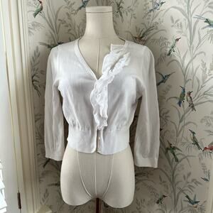 Gap women’s white cropped/ maternity sweater 100% cotton size medium